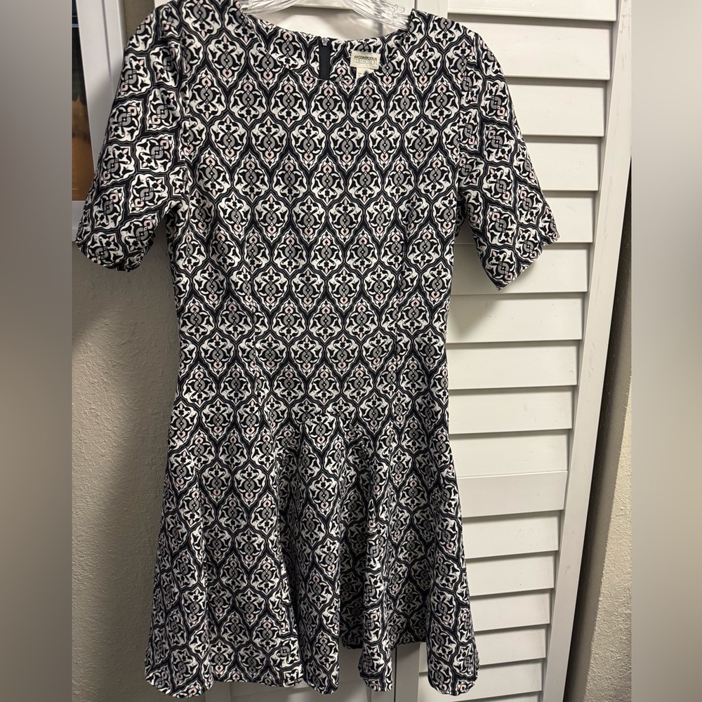 H&M Conscious Collection Black, Pink, White Geometric Fit, Flare Dress Size 6 - Picture 3 of 10